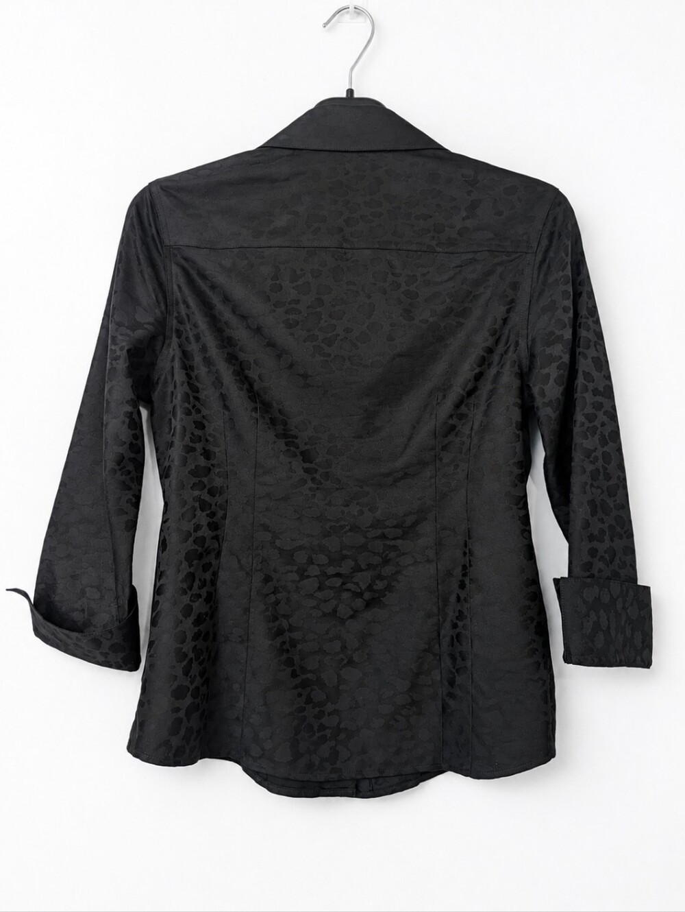 Taylor Investments Petite Gold Label Black Animal Print Jacquard Blouse 4P - Picture 3 of 5